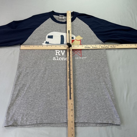 Dog Is Good Shirt Womens Medium Gray Never RV Alone Raglan Camper Dog Graphic - Picture 6 of 10